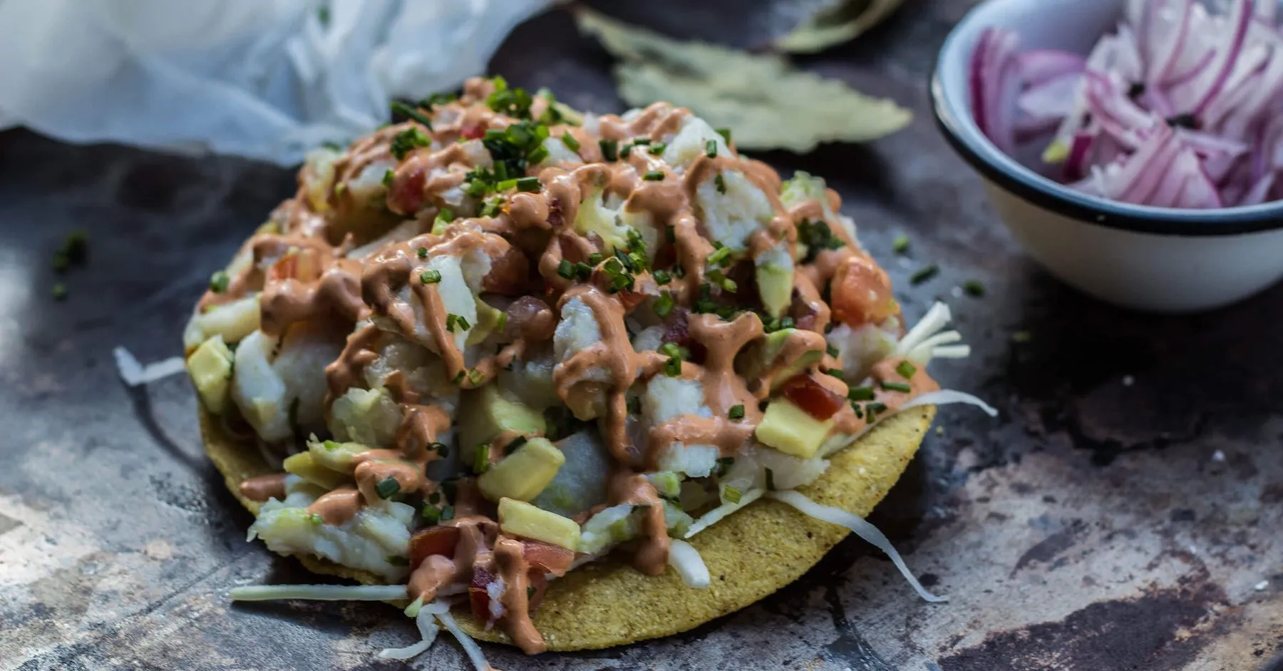 Tostada de ceviche de Tlaxcal